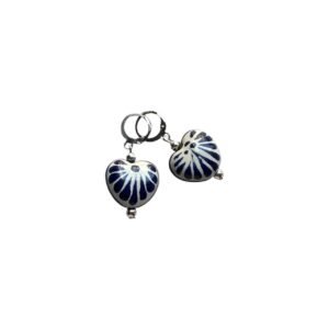 Aretes Corazon Fondo Tradicional Con Azul