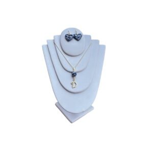 Collar Inicial D Rodio Dorado Con Artes Azul Tradicional