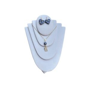 Collar Inicial E Rodio Dorado Con Artes Azul Tradicional