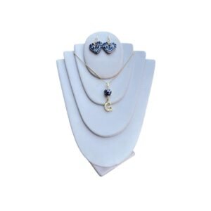 Collar Inicial G Rodio Dorado Con Artes Azul Tradicional