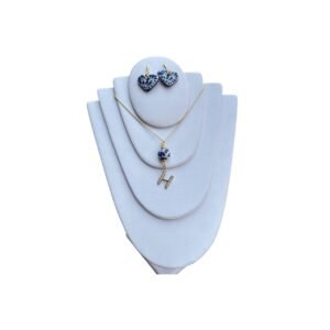 Collar Inicial H Rodio Dorado Con Artes Azul Tradicional