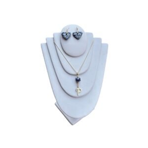 Collar Inicial P Rodio Dorado Con Artes Azul Tradicional