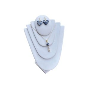 Collar Inicial S Rodio Dorado Con Artes Azul Tradicional