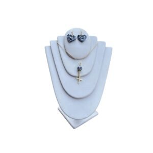 Collar Inicial X Rodio Dorado Con Artes Azul Tradicional