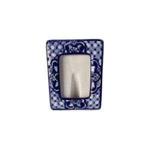 Porta Retrato Fondo Blanco Con Azul Cobalto