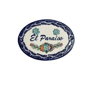 Placa Exterior De Casa Fondo Tradicional Con Azul Con Flores