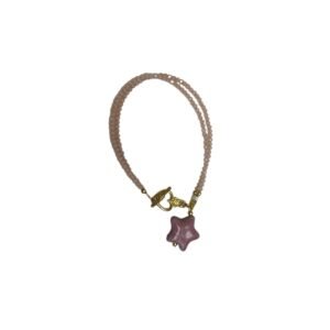 Pulsera Piedra Cristales Fondo Rosa Con Rosa Cenefa