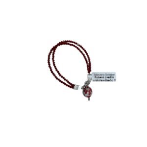 Pulsera Piedra Cristales Fondo Tradicional Con Rojo Cenefa