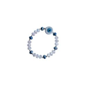 Pulsera Cristal Ojo Turco Blanco Con Azul