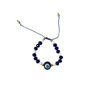 Pulsera Cordon Azul Con Transparente Ojo Turco