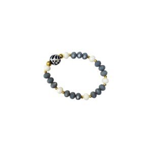 Pulsera Cristal Gris Y Blanco