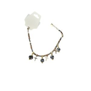 Pulsera Especial Con Cruces Y Piedras Azules