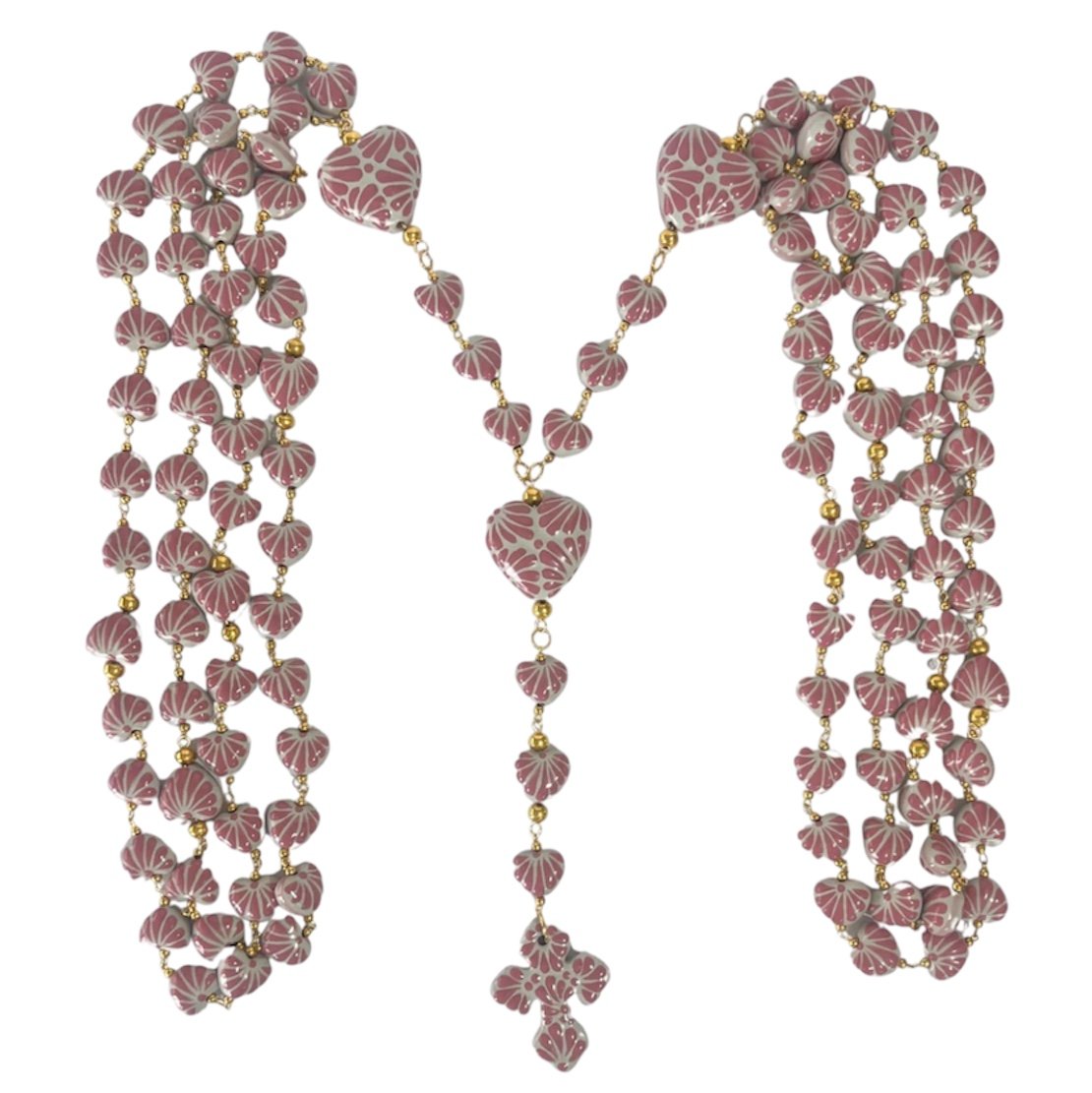 Lazo Matrimonial Fondo Tradicional Con Rosa Completo De Corazones - Imagen 2