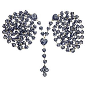Lazo Matrimonial Fondo Tradicional Con Azul Completo De Corazones