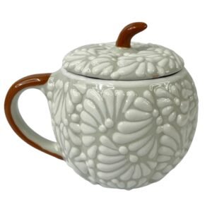 Taza Calabaza Fondo Tradicional Con Blanco Mik Asa Terracota