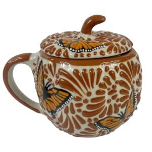 Taza Calabaza Fondo Tradicional Con Terracota Mik Con Mariposa