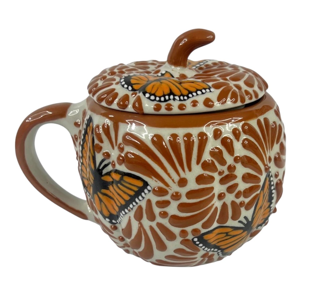 Taza Calabaza Fondo Tradicional Con Terracota Mik Con Mariposa