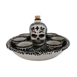 Set Licorera Forma Calavera Fondo Tradicional con Negro Mik