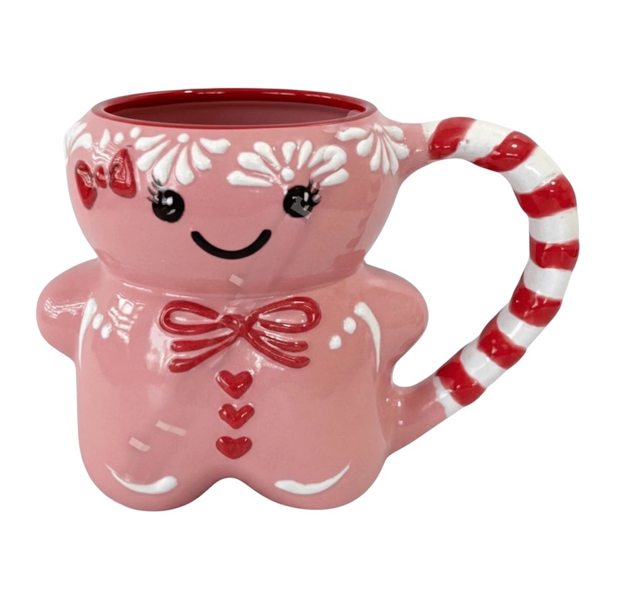 Taza Muñeco De Jengibre Rosa Con Moño