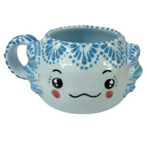 Taza Carita Ajolote Azul Cielo Mik Azul Con Azul Turquesa