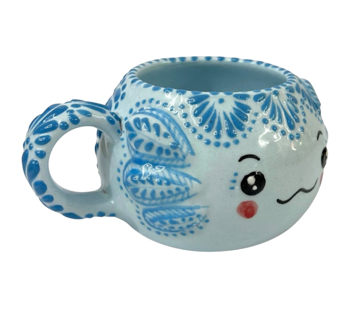 Taza Carita Ajolote Azul Cielo Mik Azul Con Azul Turquesa - Imagen 2