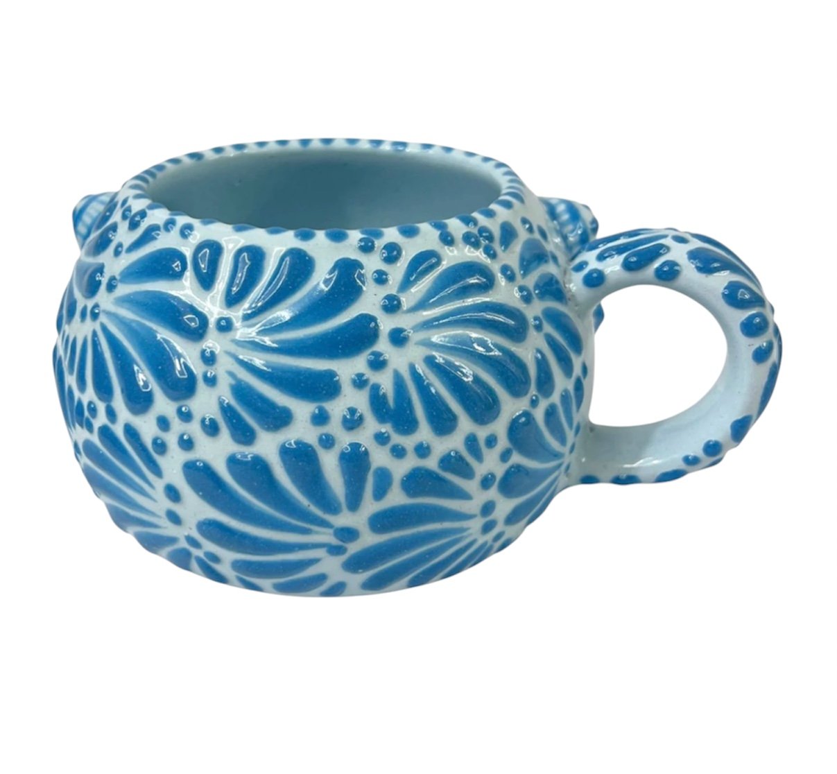 Taza Carita Ajolote Azul Cielo Mik Azul Con Azul Turquesa - Imagen 3