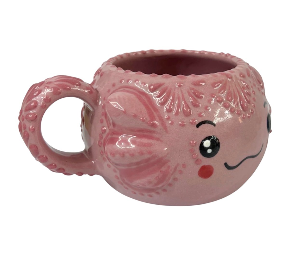 Taza Carita Ajolote Fondo Rosa Con Rosa Mik - Imagen 2